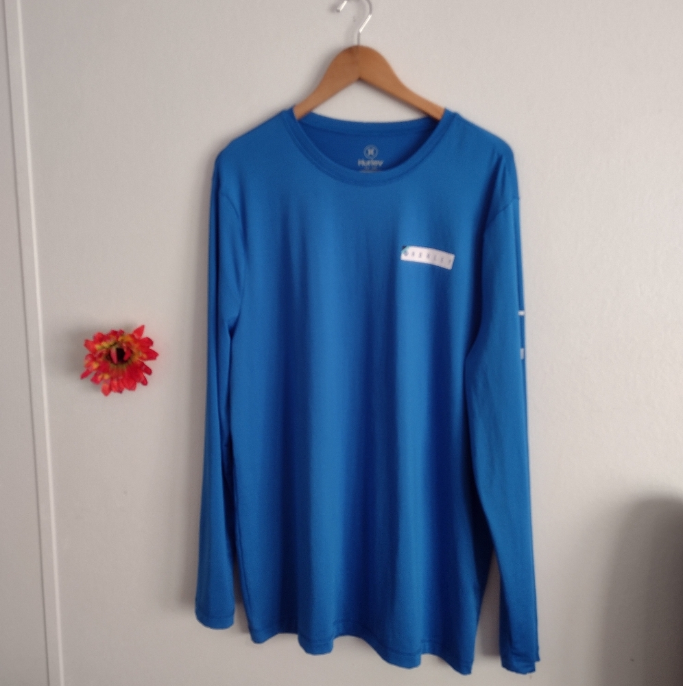 hurley large long sleeve men's tshirt in blue